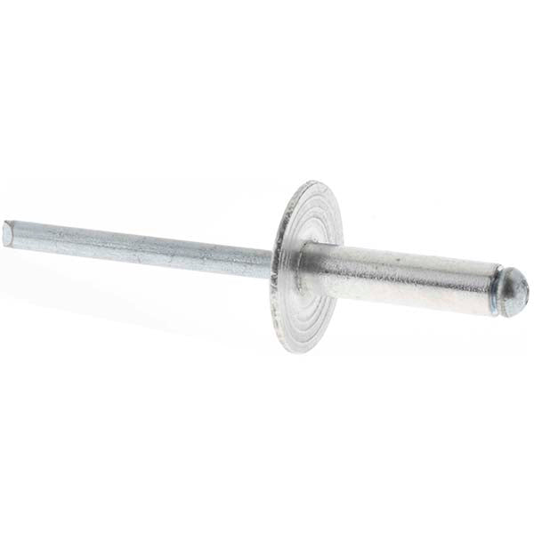 Value Collection 34143 Open End Blind Rivet Size 68, Large Flange Dome Head, Aluminum Body, Steel Mandrel