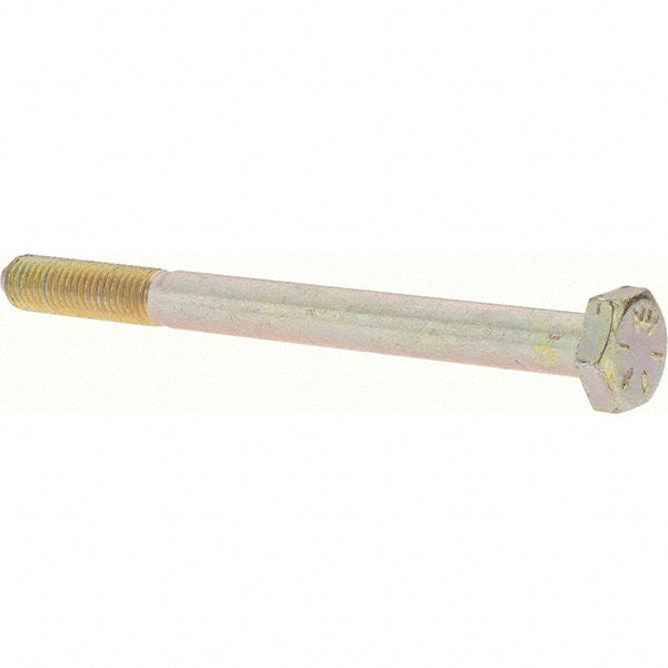 Value Collection 39312 Hex Head Cap Screw 1/4-28 x 3", Grade 8 Steel, Zinc Yellow Dichromate Finish