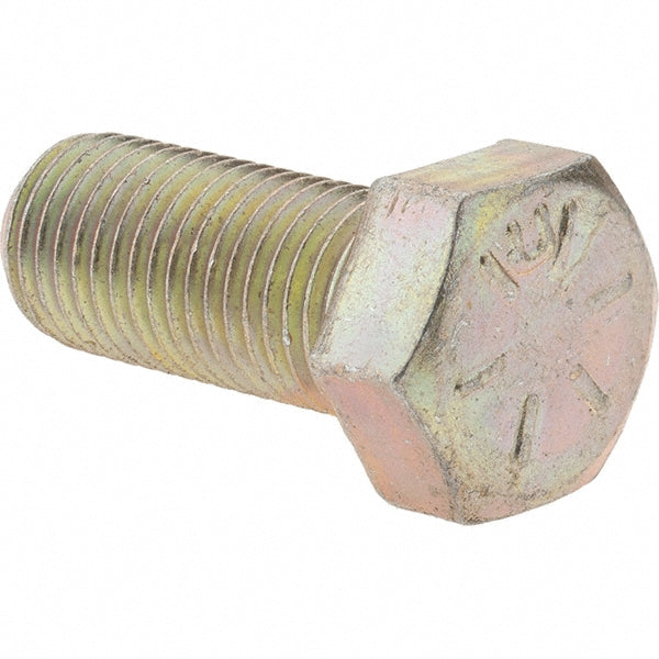 Value Collection MP39379 Hex Head Cap Screw 7/16-20 x 1", Grade 8 Steel, Zinc Yellow Dichromate Finish