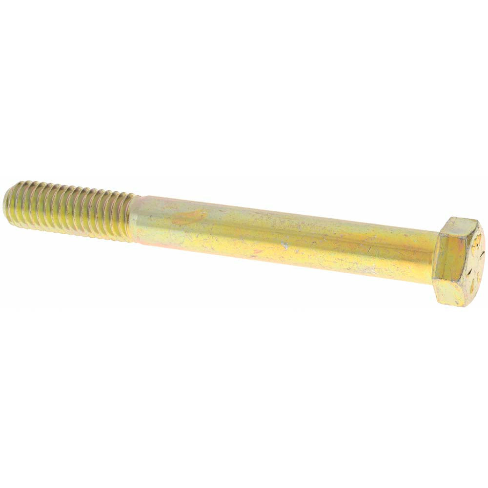 Value Collection MP39091 Hex Head Cap Screw 7/16-14 x 4", Grade 8 Steel, Zinc Yellow Dichromate Finish