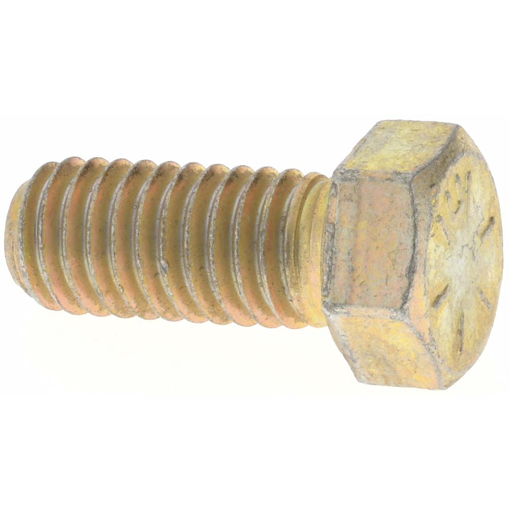 Value Collection MP39079 Hex Head Cap Screw 7/16-14 x 1", Grade 8 Steel, Zinc Yellow Dichromate Finish