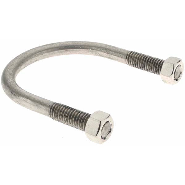 Value Collection 92171 Round U-Bolt Without Mount Plate, 3/8-16 UNC, 1-1/4" Thread Length, for 2" Pipe, Stainless Steel
