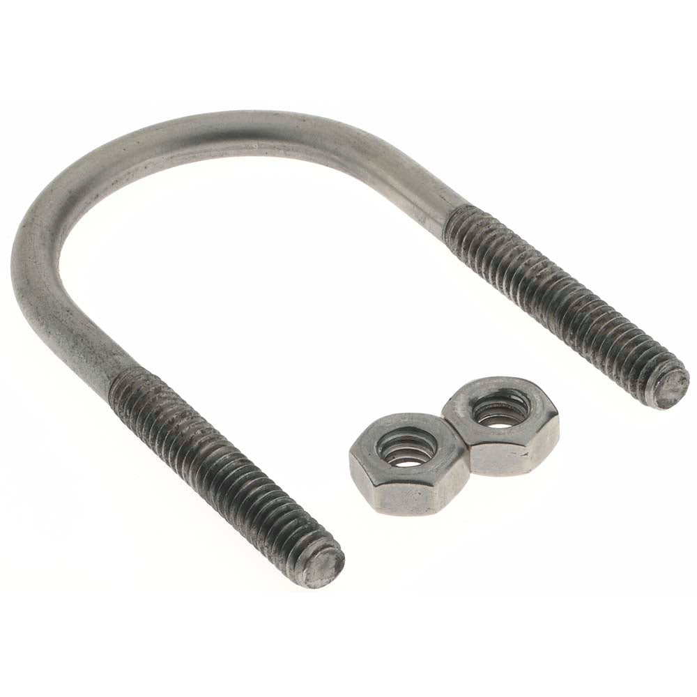 Value Collection 92156 Round U-Bolt Without Mount Plate, 1/4-20 UNC, 1-3/8" Thread Length, for 1" Pipe, Stainless Steel