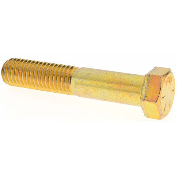Value Collection MP39137 Hex Head Cap Screw 9/16-12 x 3", Grade 8 Steel, Zinc Yellow Dichromate Finish