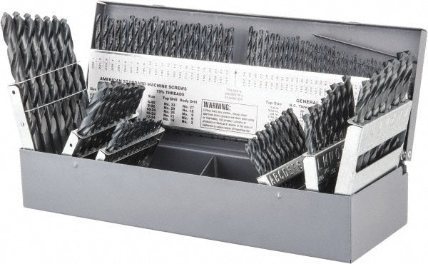Chicago-Latrobe 45650 Drill Bit Set Jobber Length Drill Bits, 115 Pc, 0.04" to 0.5" Drill Bit Size, 135 °, High Speed Steel