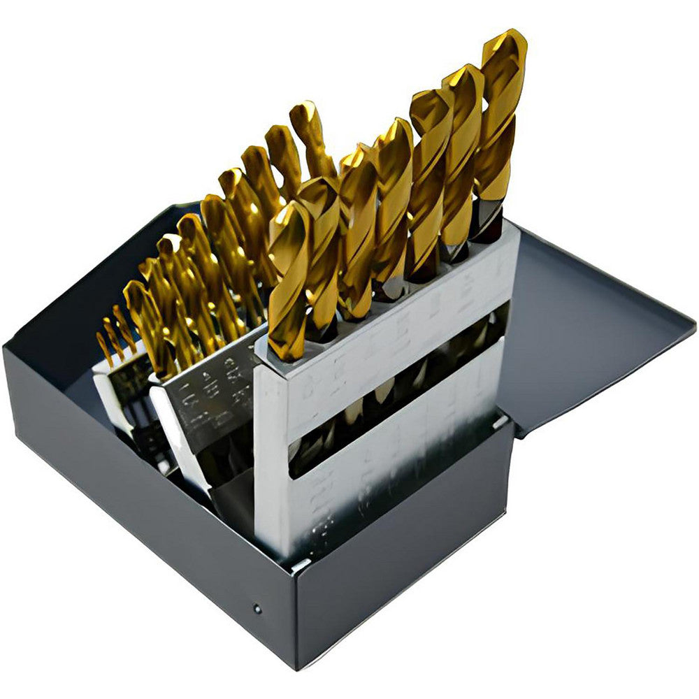 Cle-Line C66114 Drill Bit Set Jobber Length Drill Bits, 15 Pc, 135 deg, Cobalt