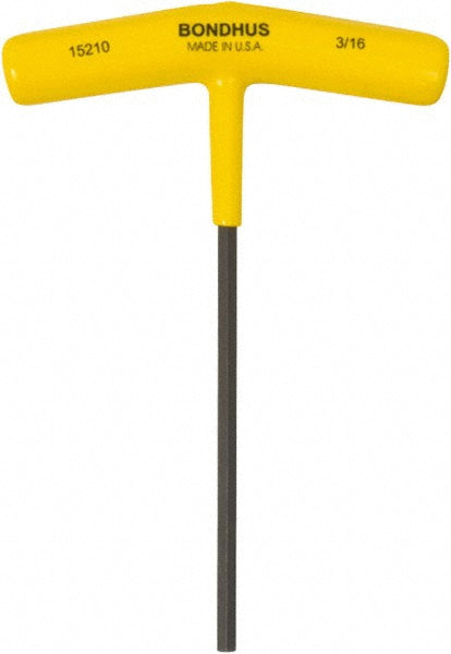 Bondhus 15210 Hex Key 3/16" Hex, Hex End, T-Handle Cushion Grip