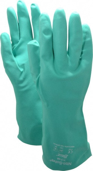 SHOWA 717-08 Chemical Resistant Gloves Medium, 11 mil Thick, Nitrile-Coated, Nitrile, Unsupported