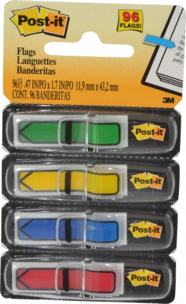Post-It 7000126892 Self-Stick Page Flags Style Arrow Color Green, Yellow, Blue, and Red Size 0.5 in x 1.7 in Product Service Code 9905