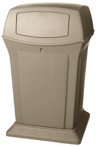 Rubbermaid FG917188BEIG Ranger Trash Can with 2 Door Lid, 45 Gal, Beige Plastic, Outdoor