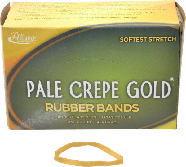 Alliance ALL20645 Pack of (490) 1 Piece 4" Circumference, 1/4" Wide, Pale Crepe Gold Rubber Band Strapping
