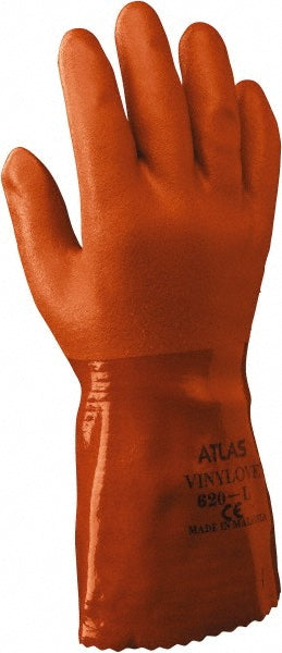 SHOWA 620L-09 Chemical Resistant Gloves Large, 18 mil Thick, Polyvinylchloride, Supported