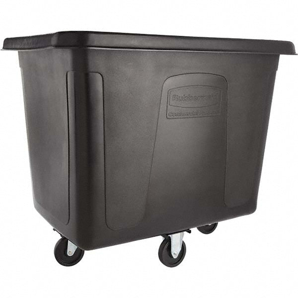 Rubbermaid FG461600BLA MDPE 102.9-Gallon Laundry/Waste/Trash/Heavy Materials Collection Cube Basket Truck with Wheels/Casters, Rectangular, 31-Inch Width x 43-3/4-Inch Depth x 37-Inch Height, Black