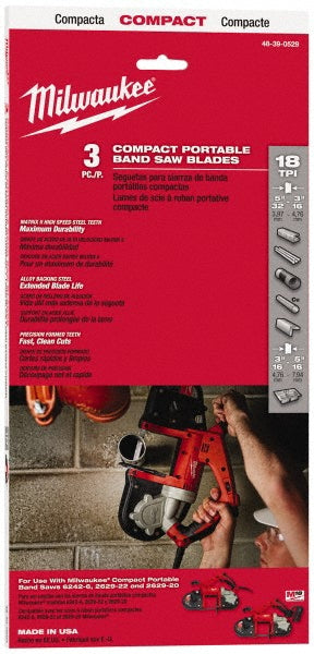 Milwaukee Tool 48-39-0529 Portable Bandsaw Blade 2' 11-3/8" Long, 1/2" Wide, 0.02" Thick, 18 TPI