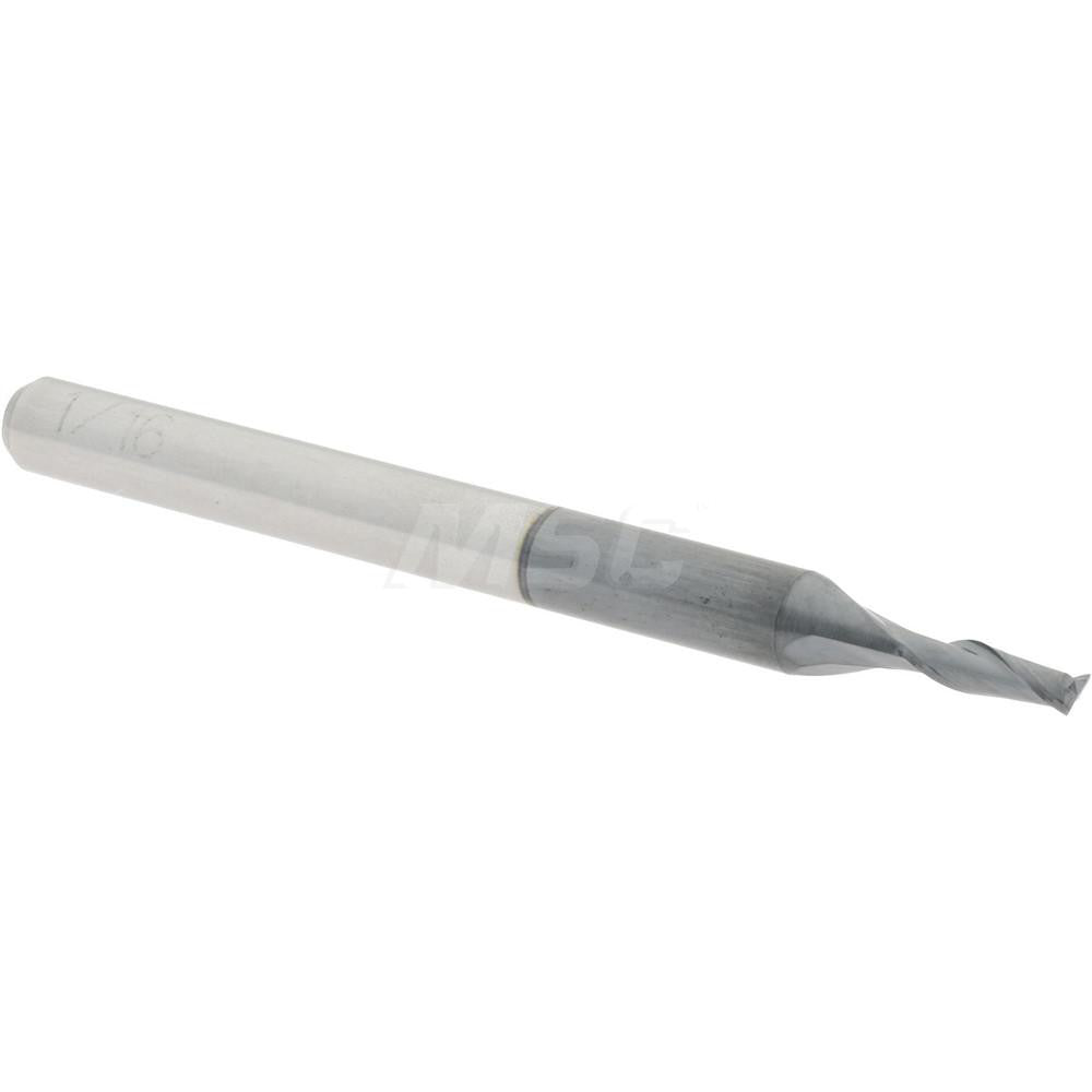 Accupro 81992422 Square End Mill 1/16'' Dia, 3/16'' LOC, 1/8'' Shank Dia, 1-1/2'' OAL, 2 Flutes, Solid Carbide