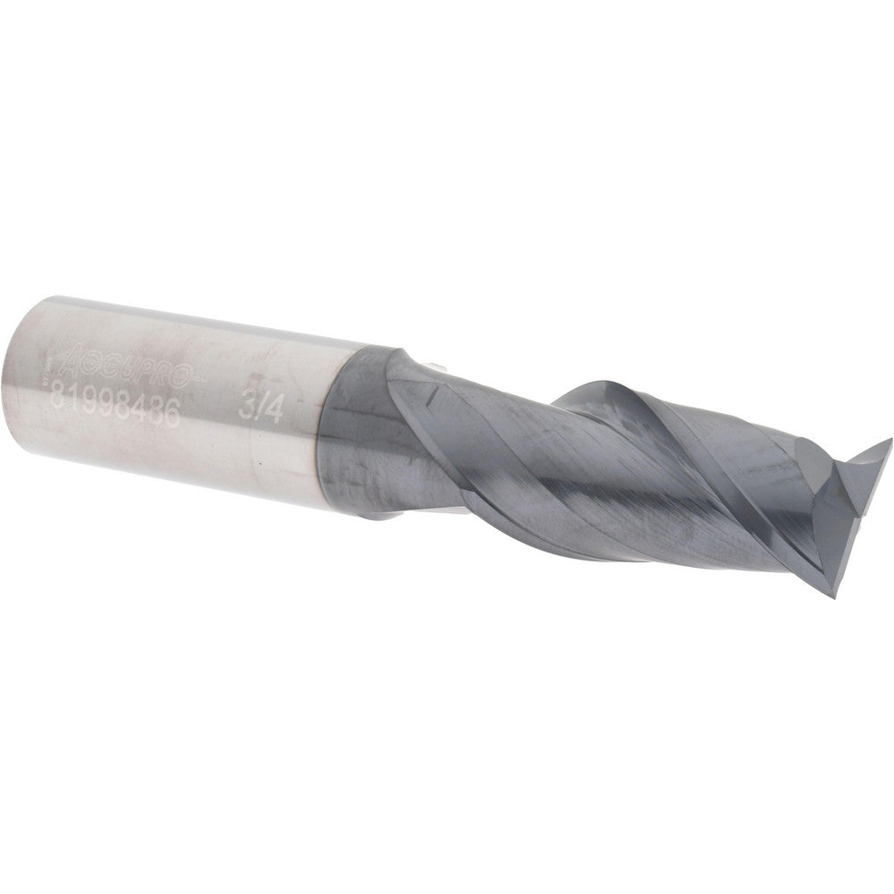 Accupro 81998486 Square End Mill 3/4'' Dia, 1-1/2'' LOC, 3/4'' Shank Dia, 4'' OAL, 2 Flutes, Solid Carbide