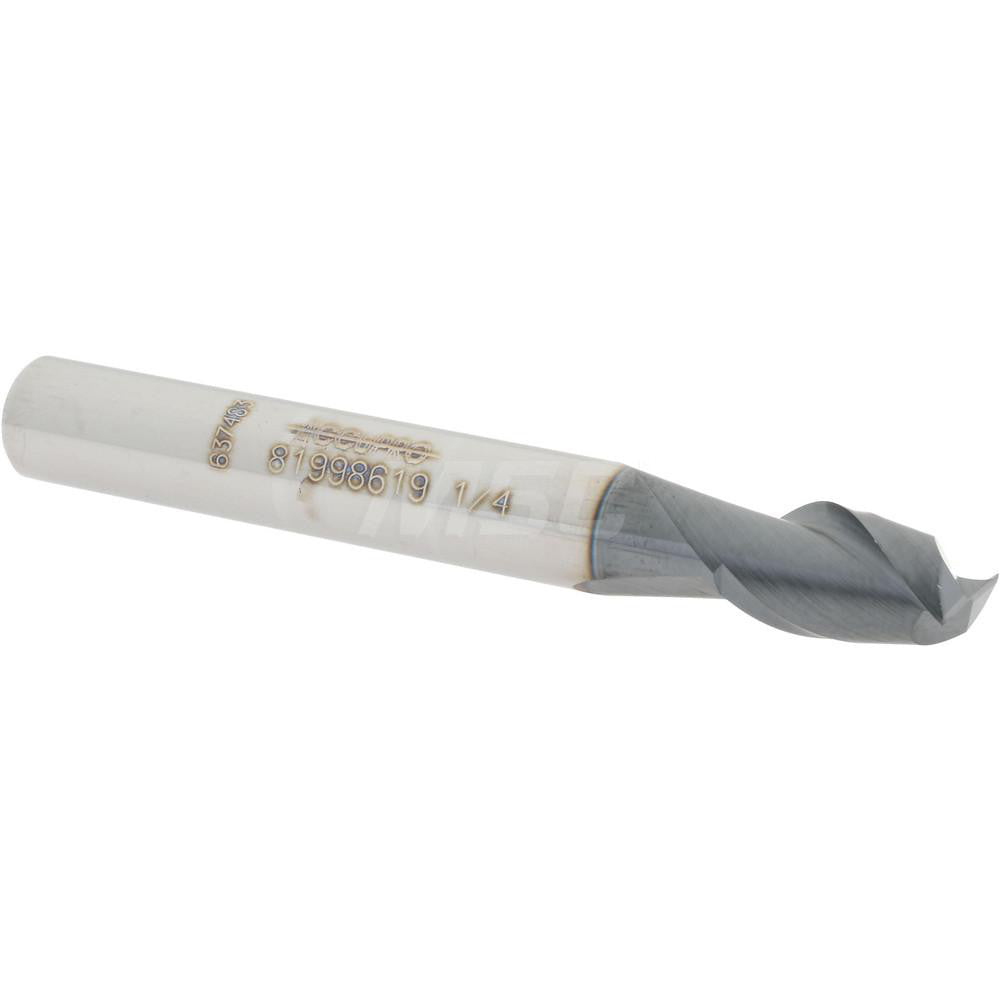 Accupro 81998619 Square End Mill 1/4'' Dia, 3/8'' LOC, 1/4'' Shank Dia, 2'' OAL, 2 Flutes, Solid Carbide