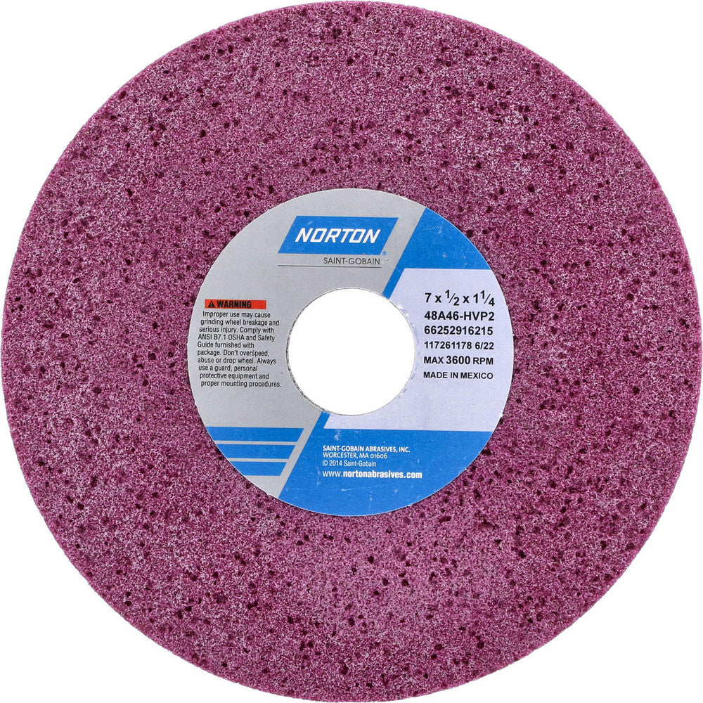Norton 66252916215 Surface Grinding Wheel 7" Dia, 1/2" Thick, 1-1/4" Hole, 46 Grit, H Hardness