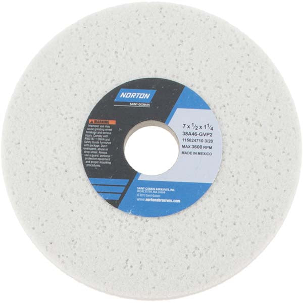 Norton 66252916222 Surface Grinding Wheel 7" Dia, 1/2" Thick, 1-1/4" Hole, 46 Grit, G Hardness