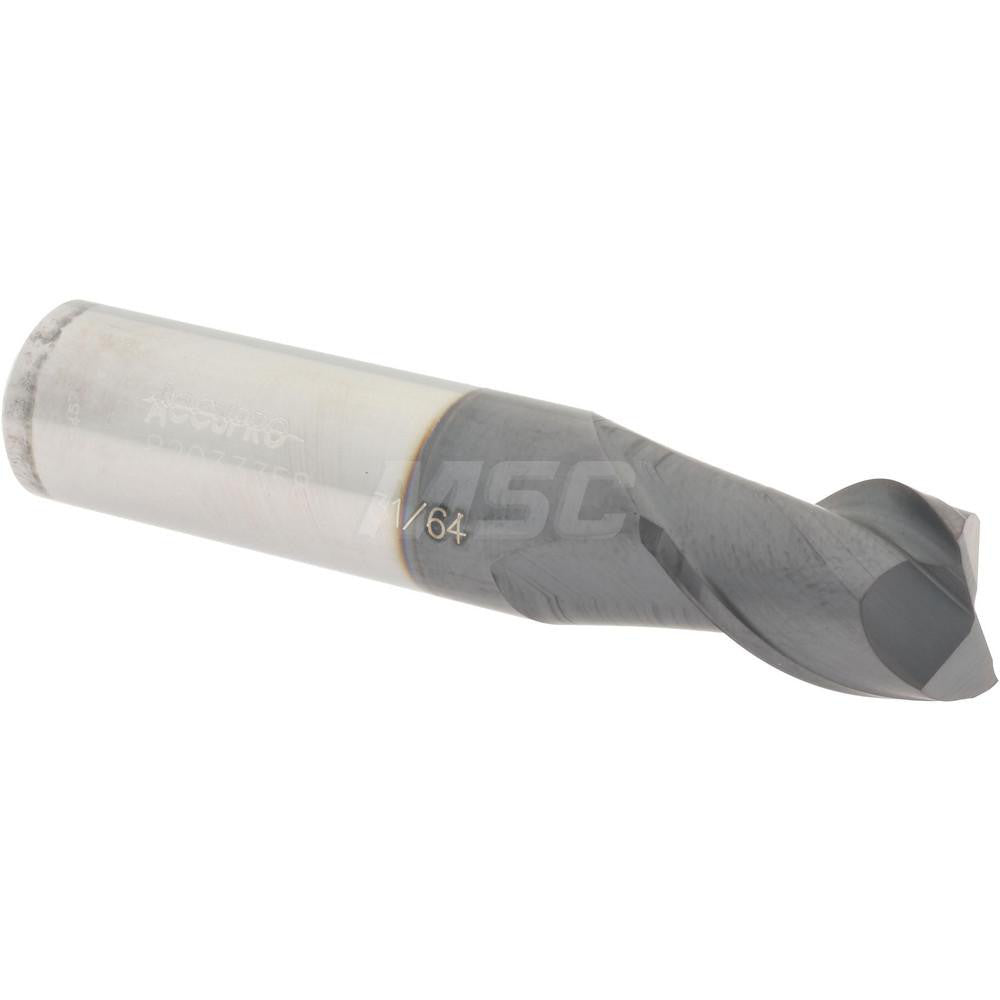 Accupro 82033358 Square End Mill 31/64'' Dia, 5/8'' LOC, 1/2'' Shank Dia, 2-1/2'' OAL, 2 Flutes, Solid Carbide