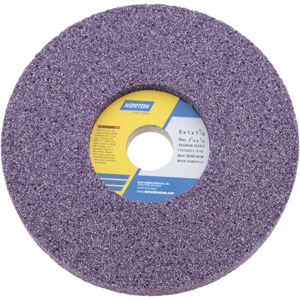 Norton 66253019361 Surface Grinding Wheel 8" Dia, 1" Thick, 1-1/4" Hole, 46 Grit, G Hardness