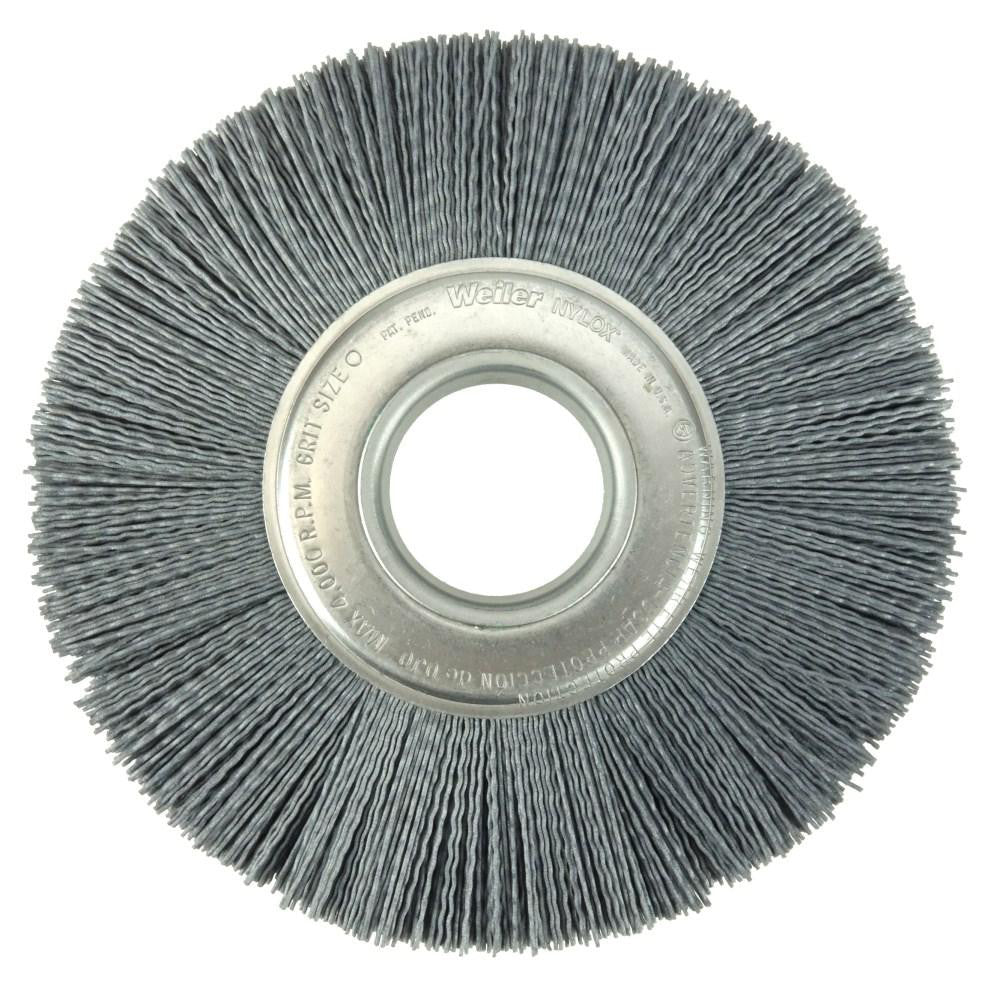 Weiler 83110 Wheel Brush 8" Wheel Dia, 1" Face Width, 0.0220" Wire Dia, Crimped