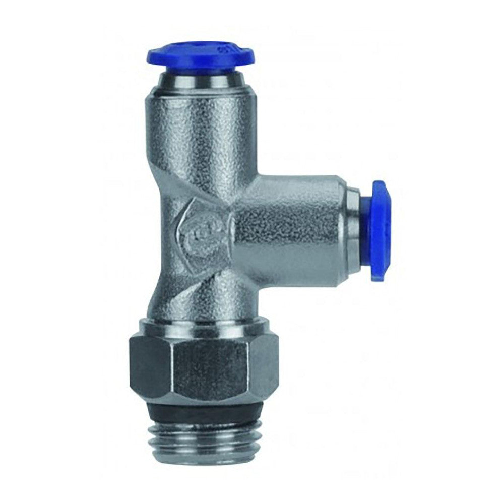 Aignep USA 87222-06-06 Push-to-Connect Tube x Universal Thread Fitting Swivel Run Tee, Universal, 3/8" OD
