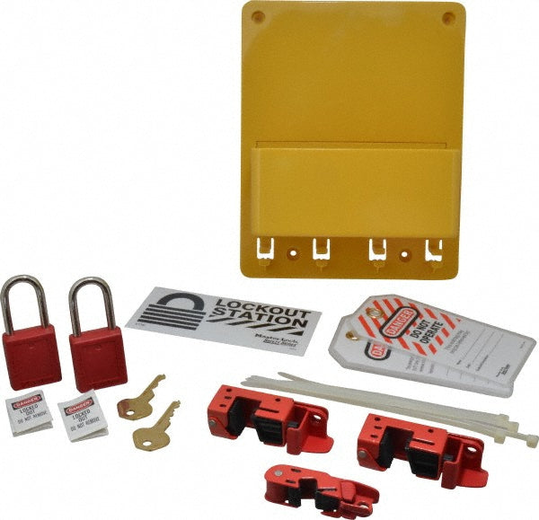 Master Lock S1720E410 Electrical Lockout Station Equipped, 2 Max Locks, Polycarbonate Station