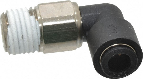 Legris 3159 56 14 Push-To-Connect Tube to Male & Tube to Male NPT Tube Fitting Oscillating Male Elbow, 1/4" Thread, 1/4" OD