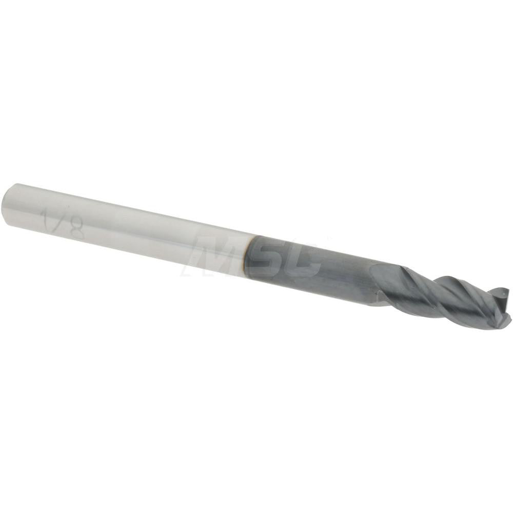 Accupro 82840745 Square End Mill 1/8'' Dia, 1/4'' LOC, 1/8'' Shank Dia, 1-1/2'' OAL, 3 Flutes, Solid Carbide