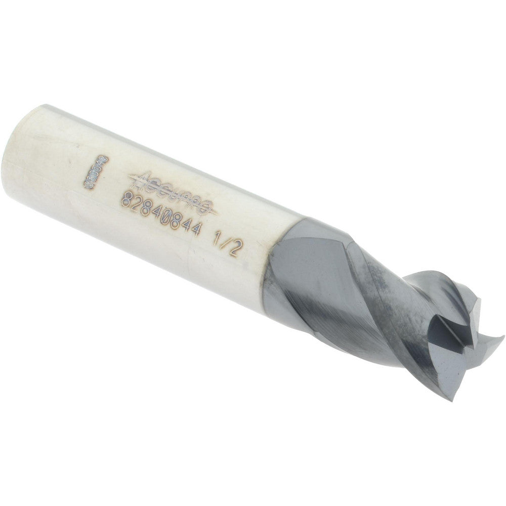Accupro 82840844 Square End Mill 1/2'' Dia, 5/8'' LOC, 1/2'' Shank Dia, 2-1/2'' OAL, 3 Flutes, Solid Carbide