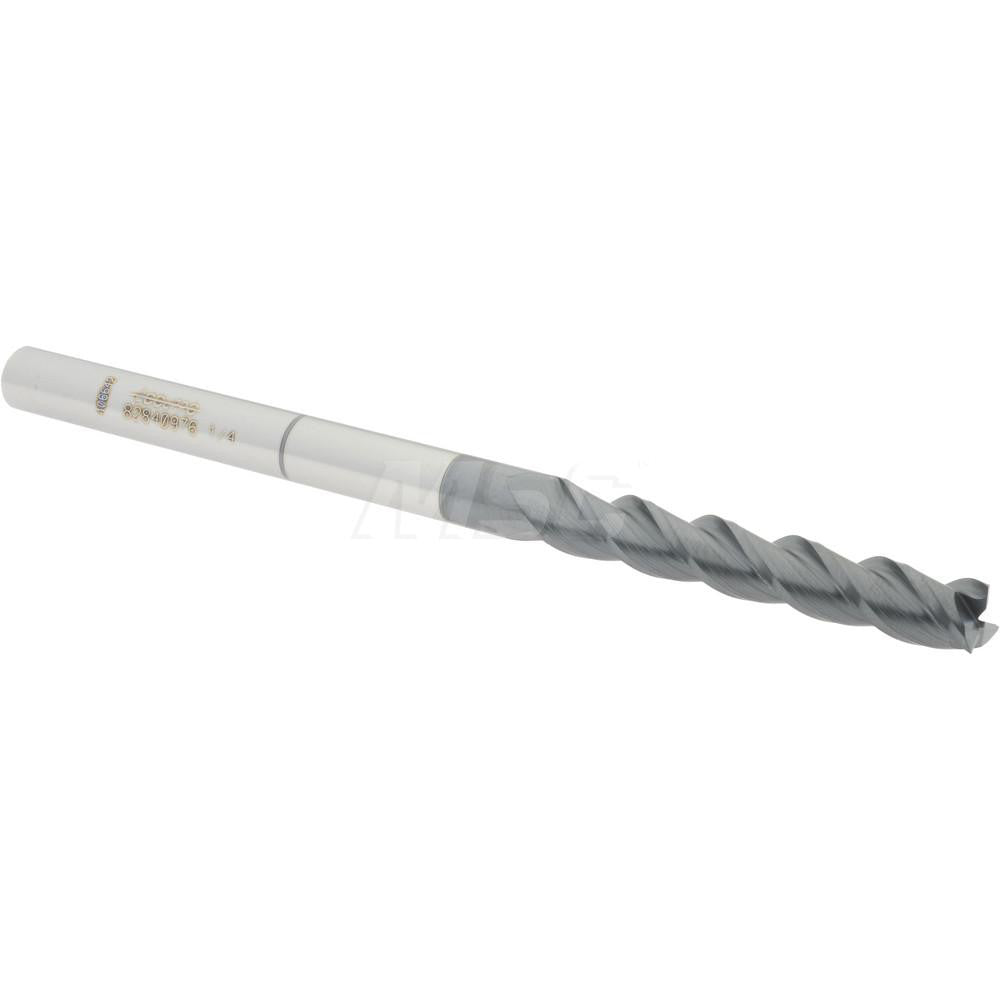 Accupro 82840976 Square End Mill 1/4'' Dia, 1-1/2'' LOC, 1/4'' Shank Dia, 4'' OAL, 3 Flutes, Solid Carbide