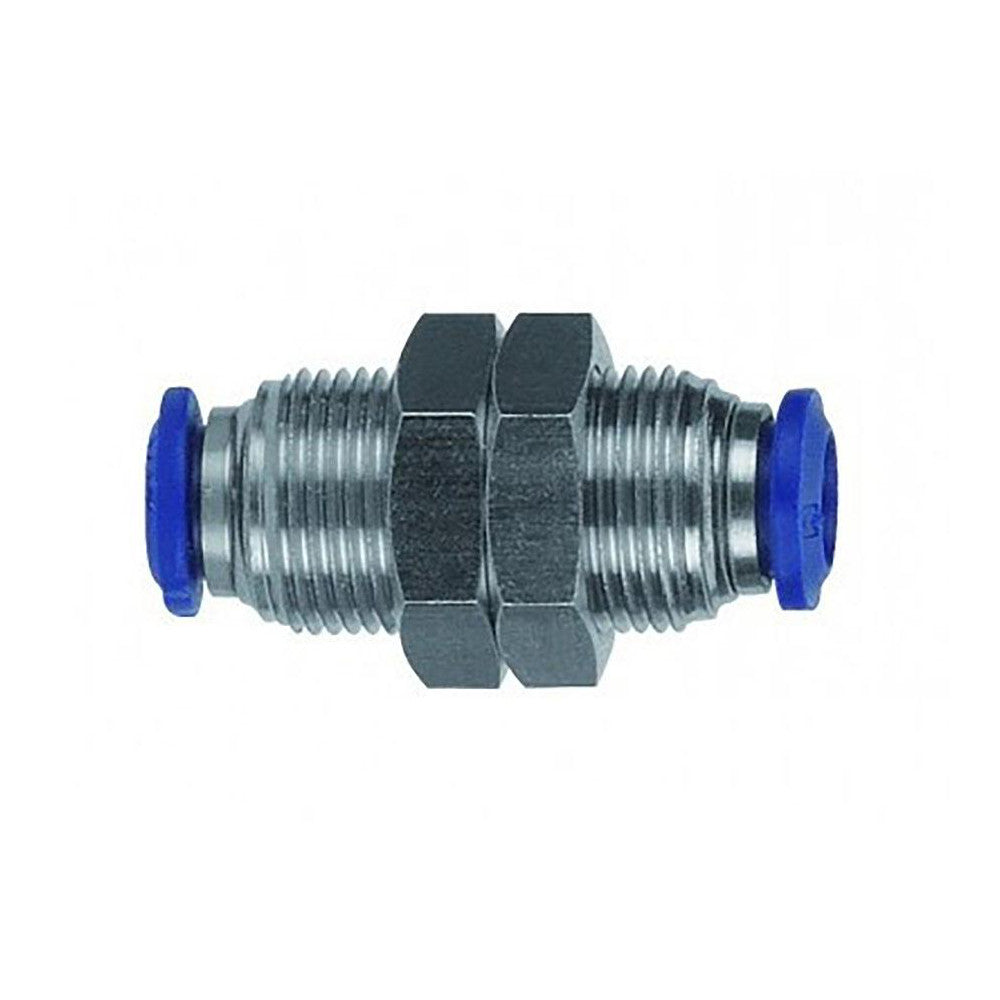 Aignep USA 88050-04 Push-to-Connect Tube x Tube Fitting Bulkhead Union, M14x1 Thread, 1/4" OD