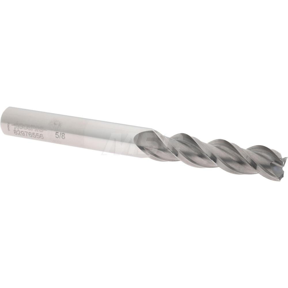 Accupro 82976556 Square End Mill 5/8'' Dia, 2-1/2'' LOC, 5/8'' Shank Dia, 6'' OAL, 3 Flutes, Solid Carbide
