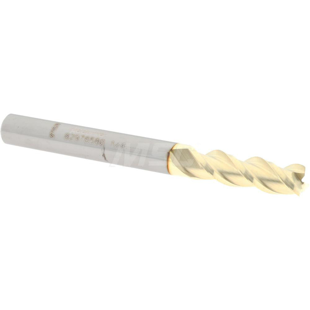 Accupro 82976580 Square End Mill 1/4'' Dia, 3/4'' LOC, 1/4'' Shank Dia, 2-1/2'' OAL, 3 Flutes, Solid Carbide