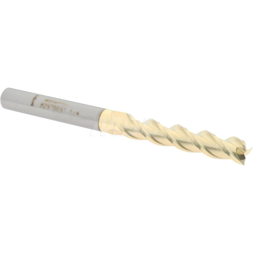 Accupro 82976697 Square End Mill 1/4'' Dia, 1-1/4'' LOC, 1/4'' Shank Dia, 3'' OAL, 3 Flutes, Solid Carbide