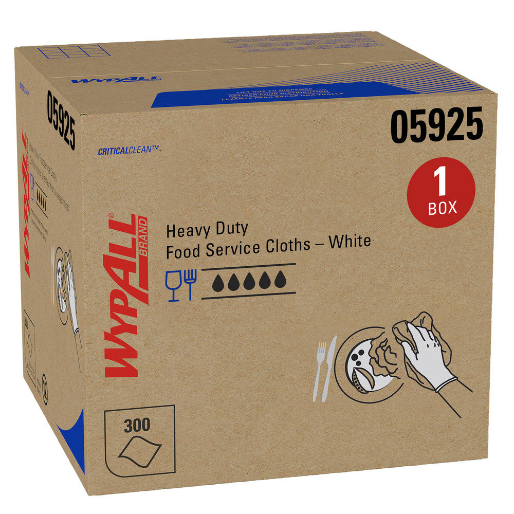 WypAll 05925 CriticalClean Heavy Duty Foodservice Cloths, Quarterfold Towels, White