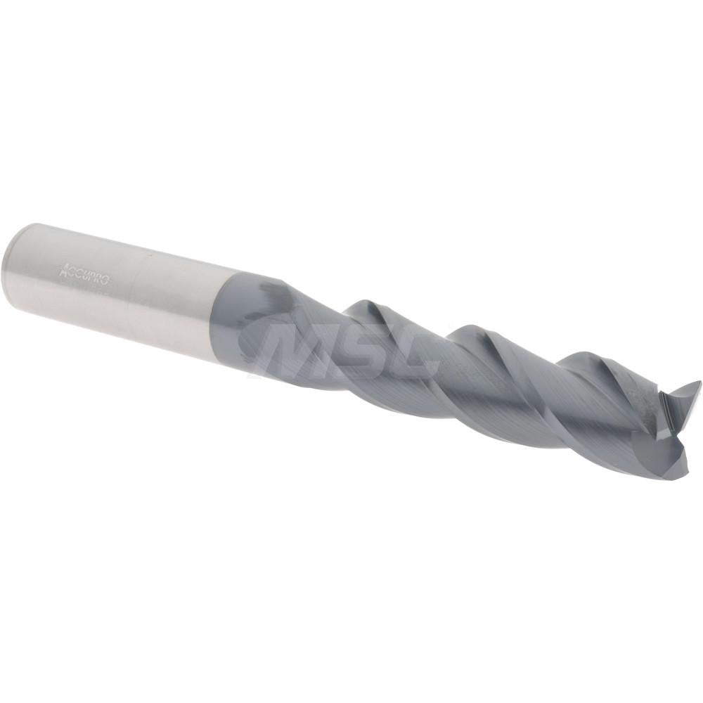 Accupro 83100768 Square End Mill 3/4'' Dia, 3'' LOC, 3/4'' Shank Dia, 6'' OAL, 3 Flutes, Solid Carbide
