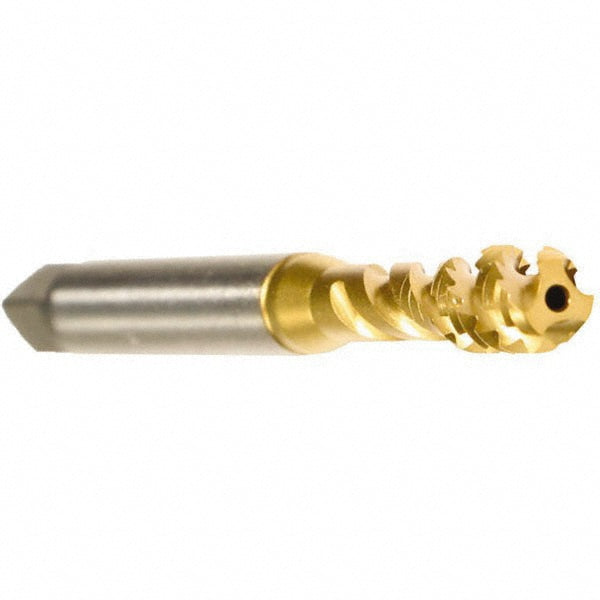 Emuge BW553700.5041 Spiral Flute Tap #10-32 UNF, 3 Flutes, Modified Bottoming, 2B Class of Fit, Cobalt, TIN Coated