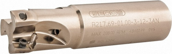 Seco 02688954 1" Cut Diam, 0.433" Max Depth, 1" Shank Diam, Weldon Shank, 4" OAL, Indexable Square-Shoulder End Mill