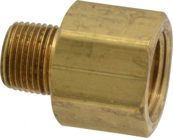 Parker 222P-8-6 Industrial Pipe Adapter 1/2" Female Thread, 3/8" Male Thread, MNPTF x FNPTF