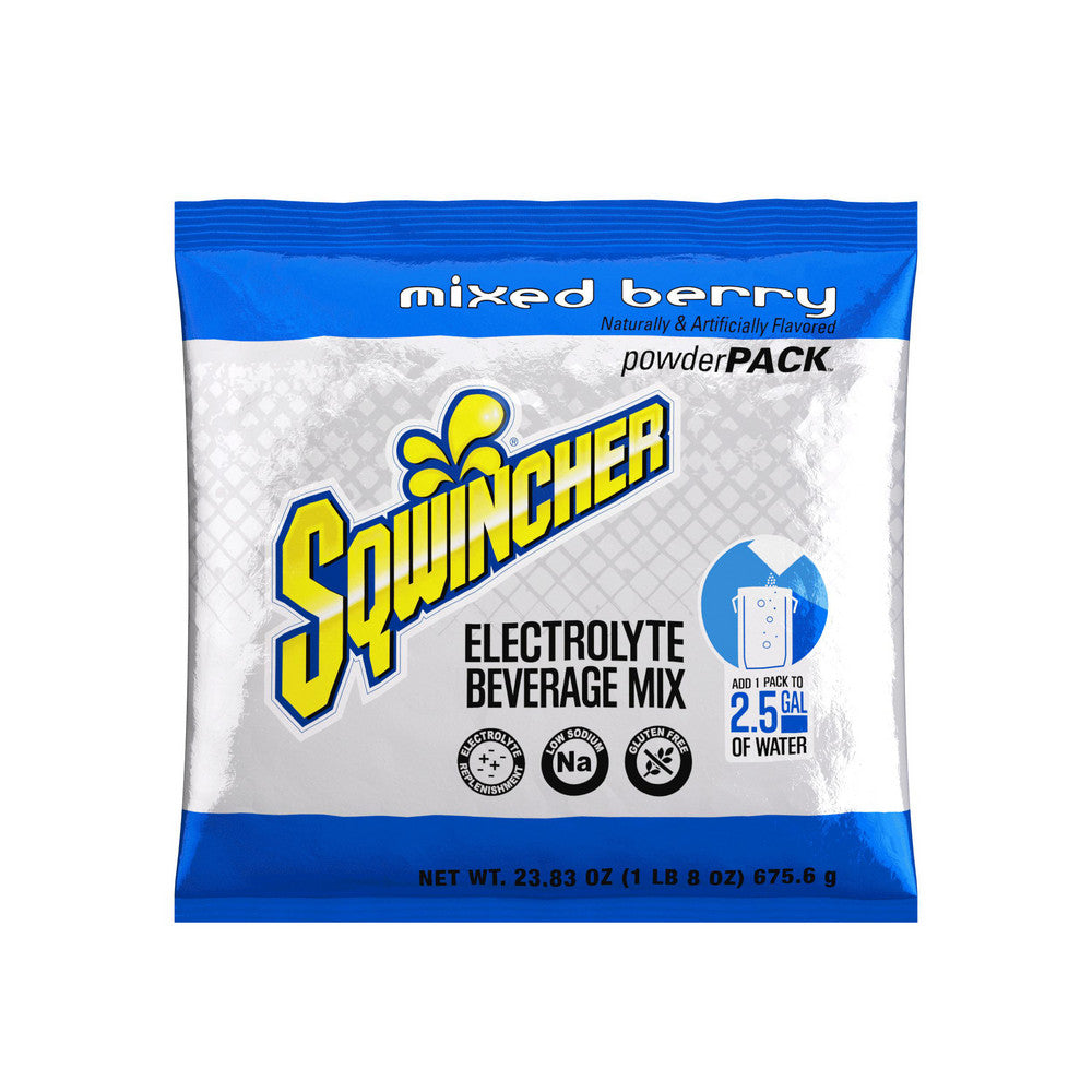 Sqwincher 159016048 Sqwincher Activity Drink 23.83 oz Pack, Mixed Berry, Powder, Yields 2.50 gal