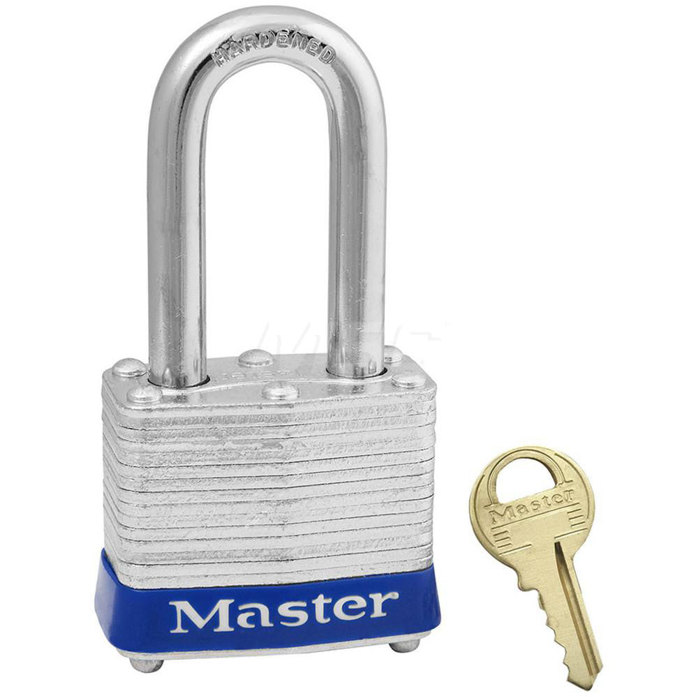 Master Lock 3LFBLU Lockout Padlock Keyed Different, Laminated Steel, Steel Shackle, Blue