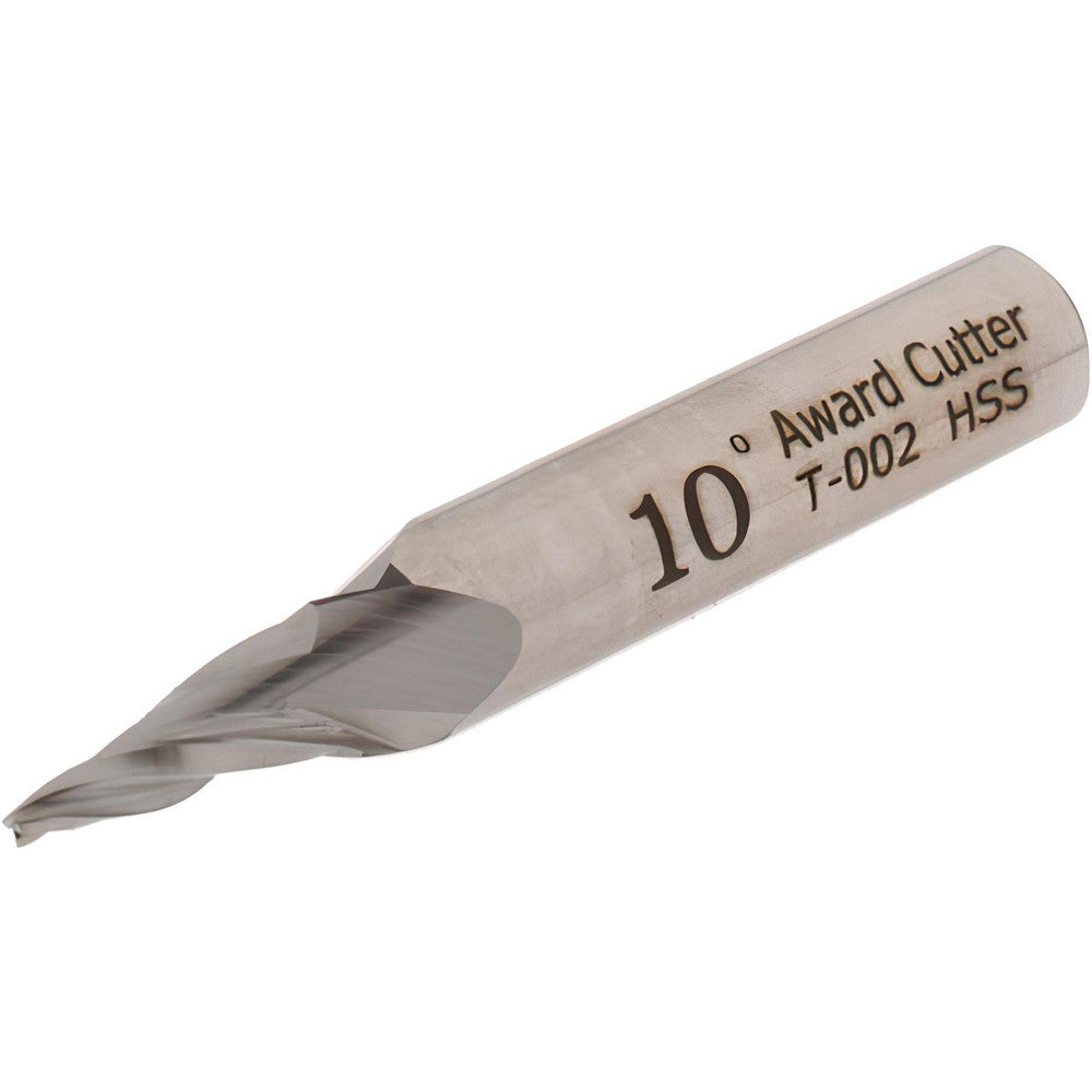 AWARD CUTTER CO., INC. T-002 Tapered End Mill 10 deg Angle per Side, 1/16" Small Dia, 1/2" LOC, 3 Flute, High Speed Steel, Square End