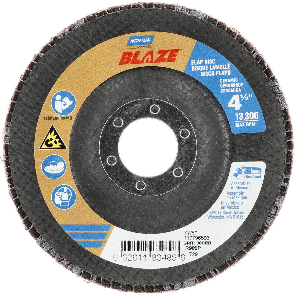 Norton 66261183489 Flap Disc 7/8" Hole, 80 Grit, Ceramic, Type 29