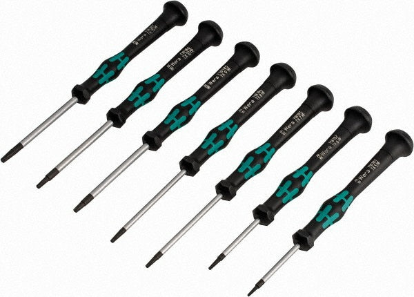 Wera 05345276001 7 Piece T5 to T15 Micro Handle Torx Driver Set