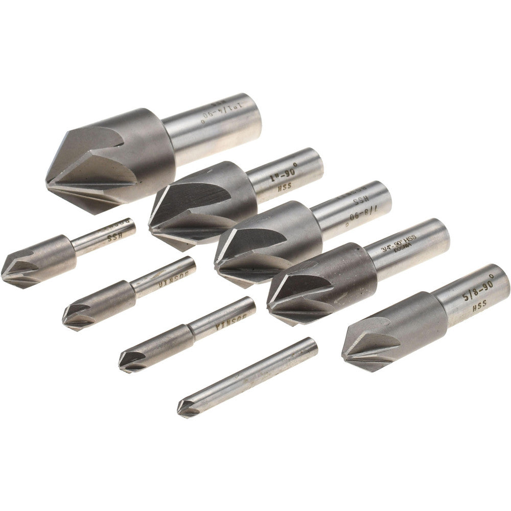 Value Collection SC20901210S Countersink Set 10 Pc, 3/16 to 1-1/4" Head Dia, 6 Flute, 90 ° Included Angle