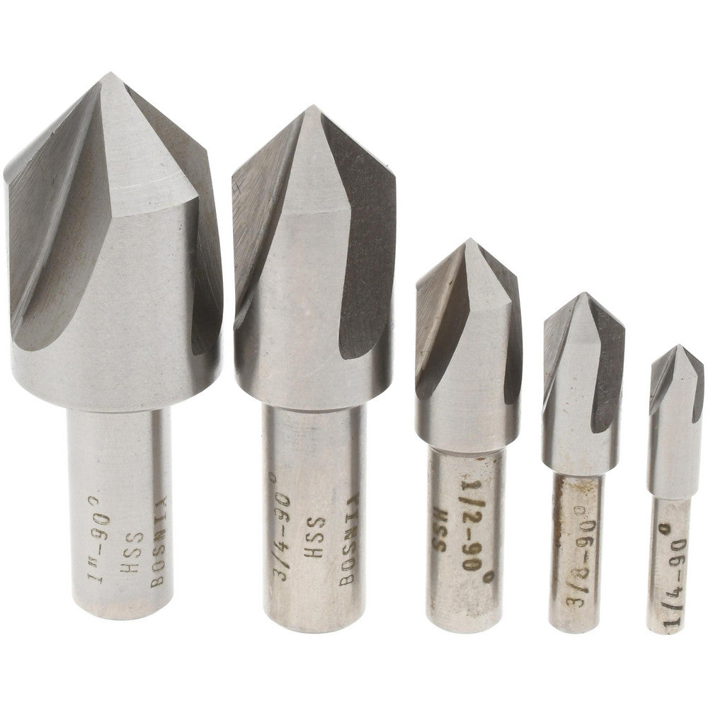 Value Collection SC40905S Countersink Set 5 Pc, 1/4 to 1" Head Dia, 3 Flute, 90 ° Included Angle
