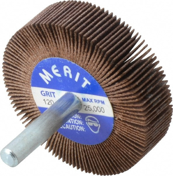 Merit Abrasives 08834131742 Mounted Flap Wheel 2" Dia, 1/2" Face Width, 120 Grit, Ceramic Alumina