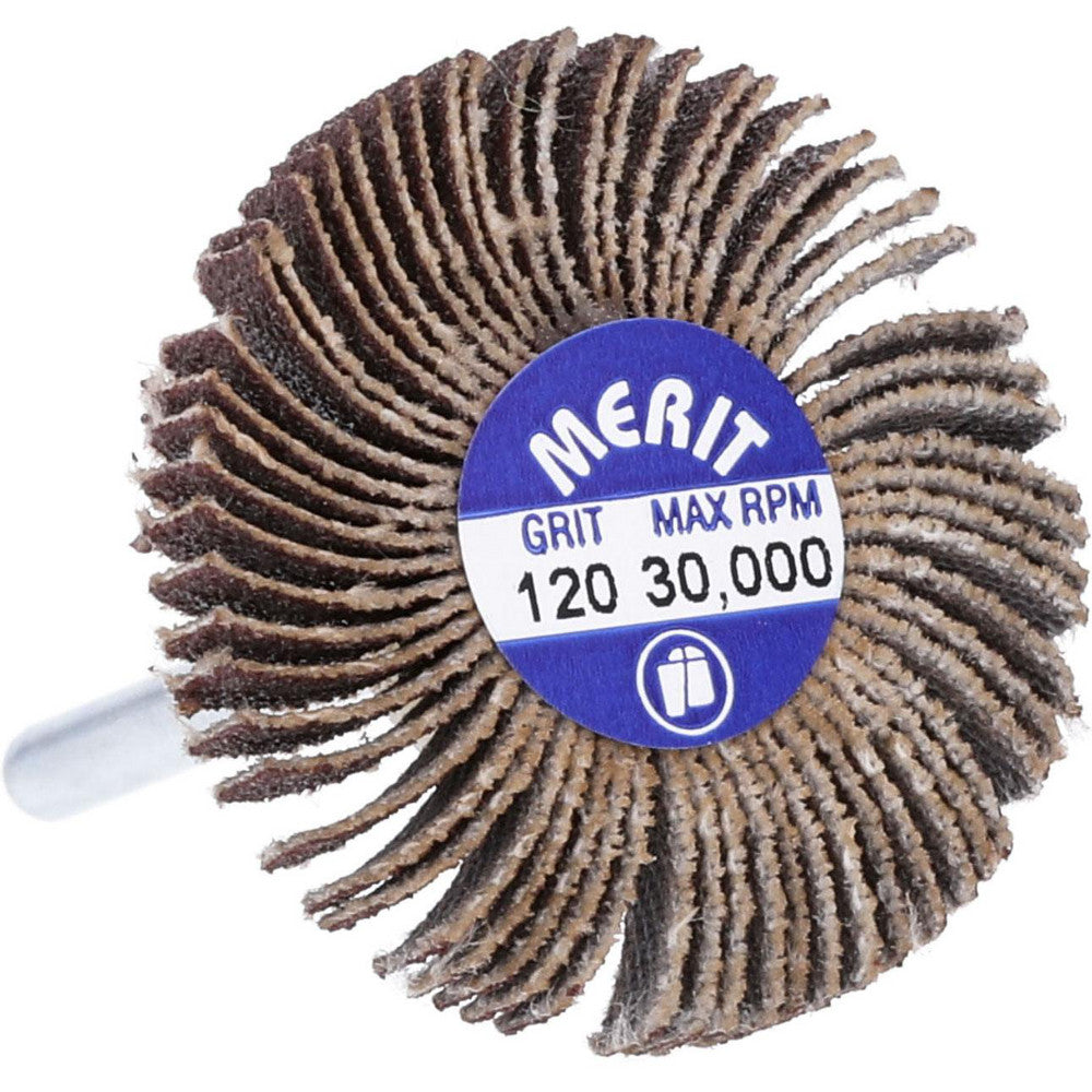 Merit Abrasives 08834137492 Mounted Flap Wheel 1-3/16" Dia, 1/8" Face Width, 120 Grit, Aluminum Oxide